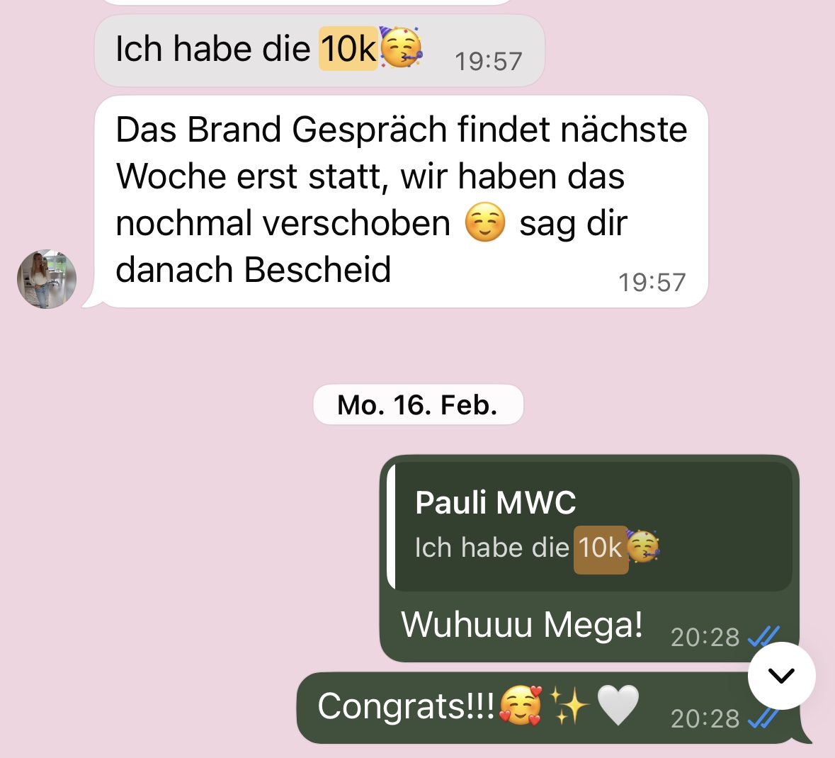Nachricht einer Teilnehmerin
