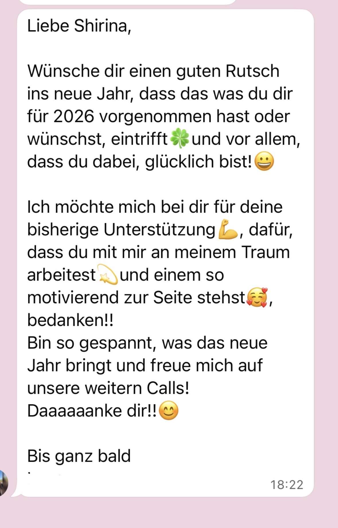 Nachricht einer Teilnehmerin