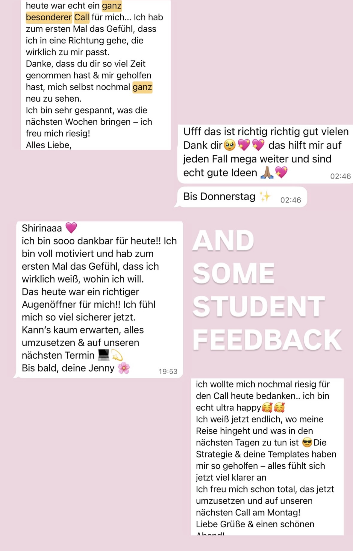 Nachricht einer Teilnehmerin