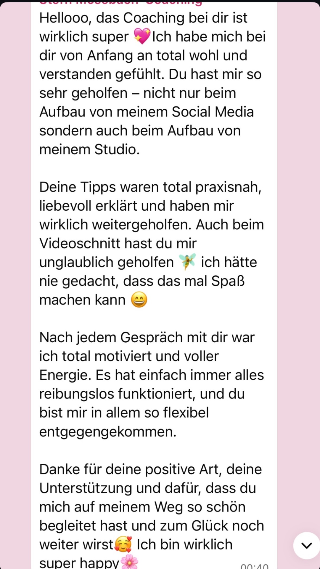 Nachricht einer Teilnehmerin