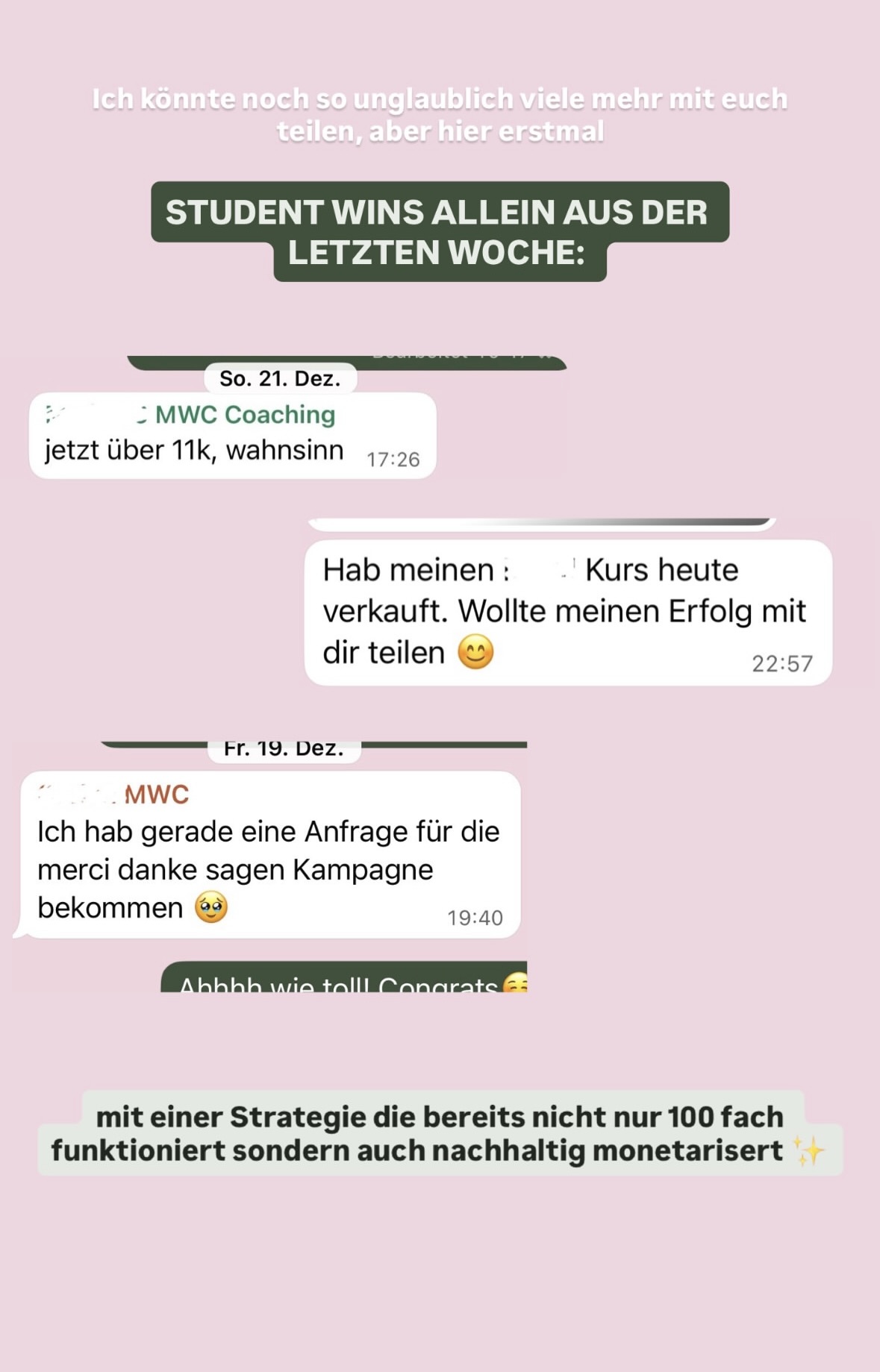 Nachricht einer Teilnehmerin